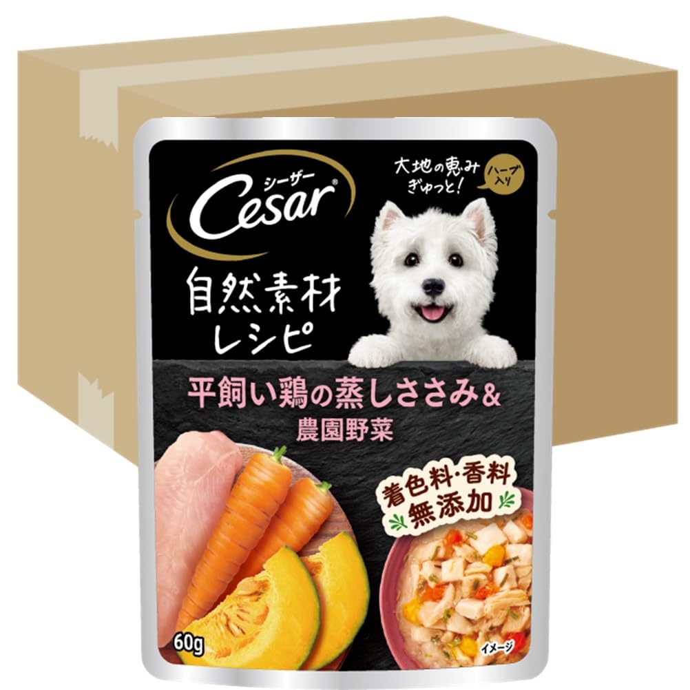 Amazon.co.jp: シーザー パウチ 成犬用 自然素材レシピ 無添加 60g×160