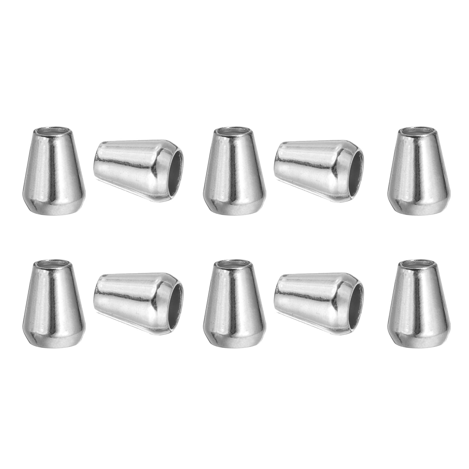 PATIKIL Metal Bell Stopper, 10 Pack Conical Cord Ends Lock Fastener Drawstring Rope End Stopper for Paracord, Camping, Hiking, Shoelace Replacement, Silver