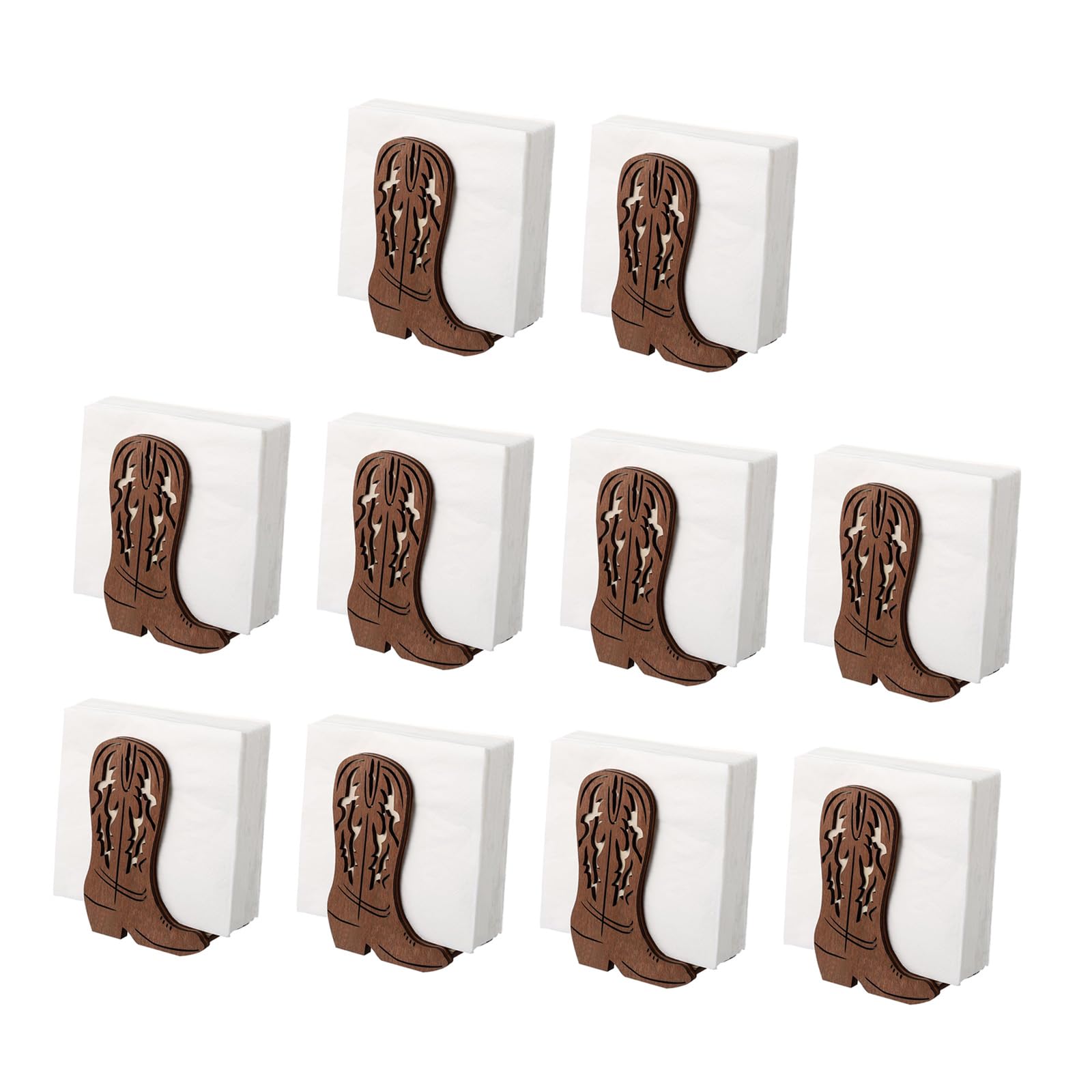 Tfaoys E 3D Wooden Cowboy Boot Napkin Holder Napkin Organizer For Western Themed Hom Decor And Christmas Party Tabl Setting Christmas Tabl Decoration
