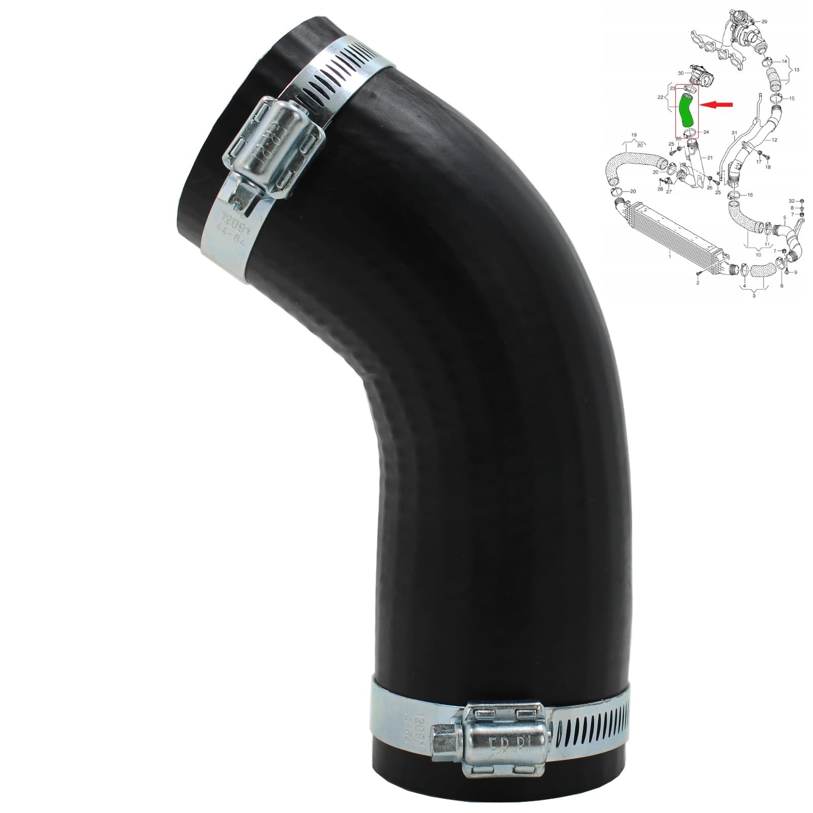 BIAREN Intercooler Turbo Hose Pipe For Audi A3 TT Q3 Seat Altea Leon Alhambra Skoda Octavia Superb Yeti Volkswagen VW Caddy Golf Passat Tiguan Scirocco Beetle 1.6 2.0 TDI 1K0145838AF 1K0145838AH