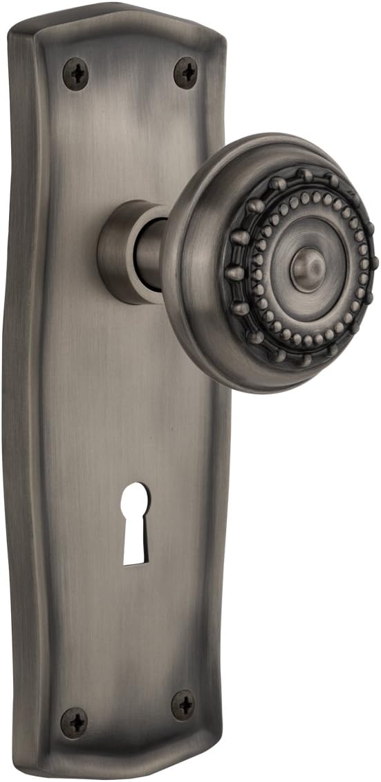Nostalgic Warehouse Prairie Plate with Keyhole Meadows Knob, Privacy - 2.75", Antique Brass