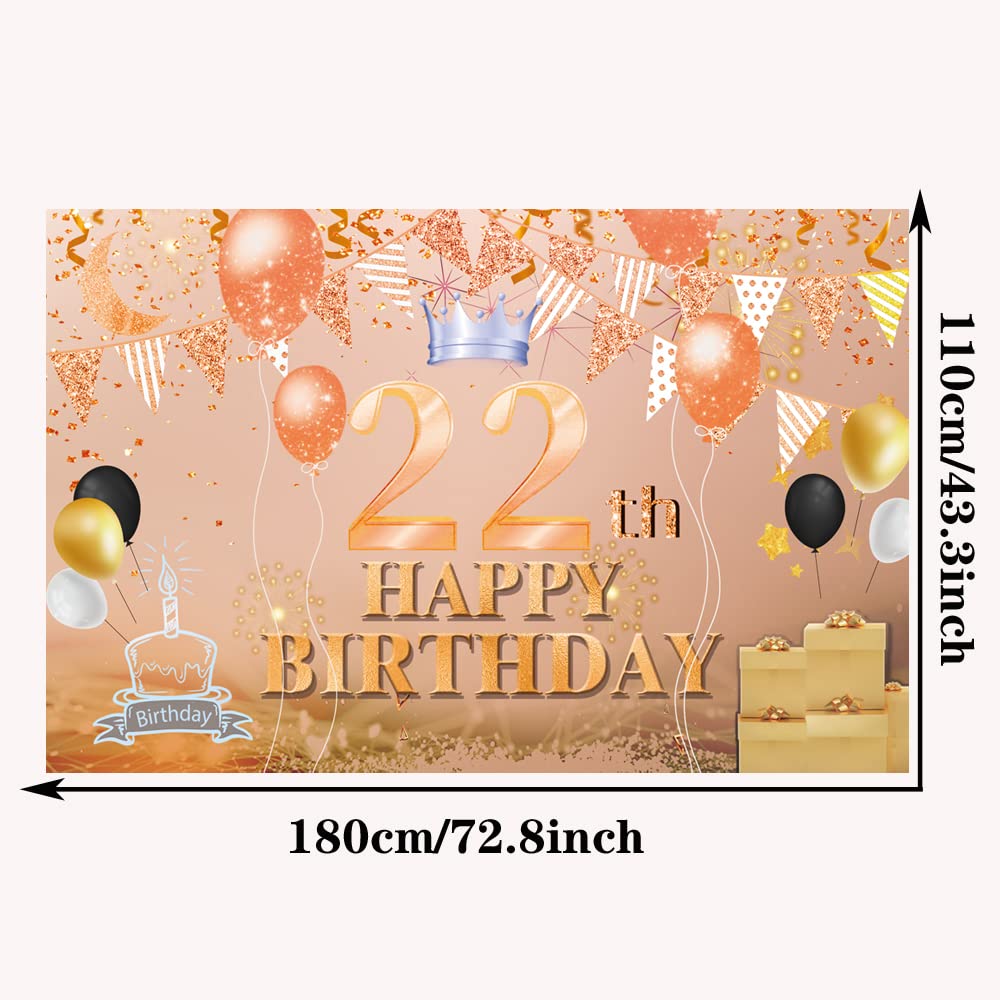 Stendardo Di Compleanno 22 Anni: Decorazione Murale Rosa Con Paillettes - 4