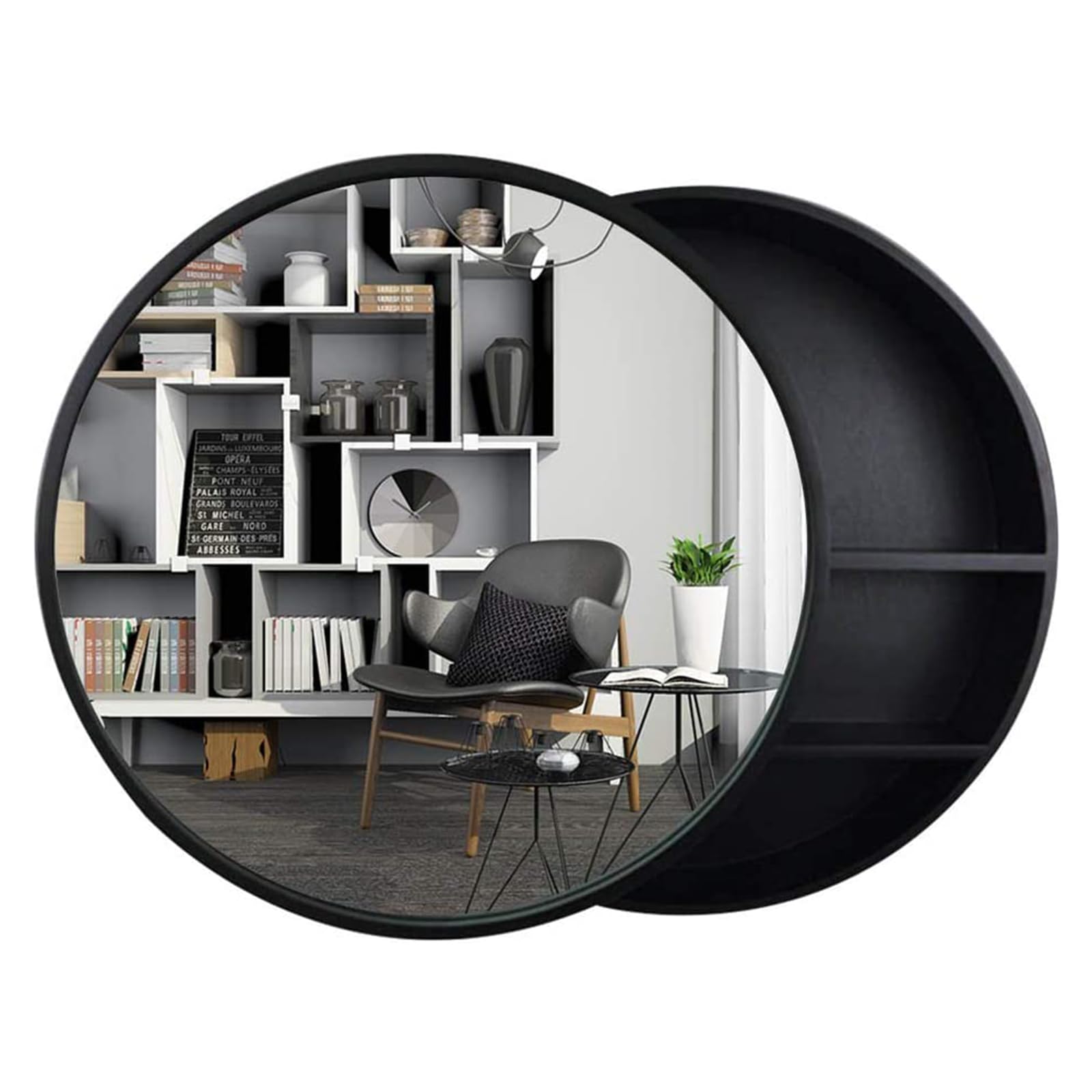 FGXHHS Round Medicine Cabinet with Mirror - Wall-Mounted Wood Bathroom Storage, 3-Level Shelf, Stylish 2-in-1 Cosmetic & nizer for Space-Saving Solutions