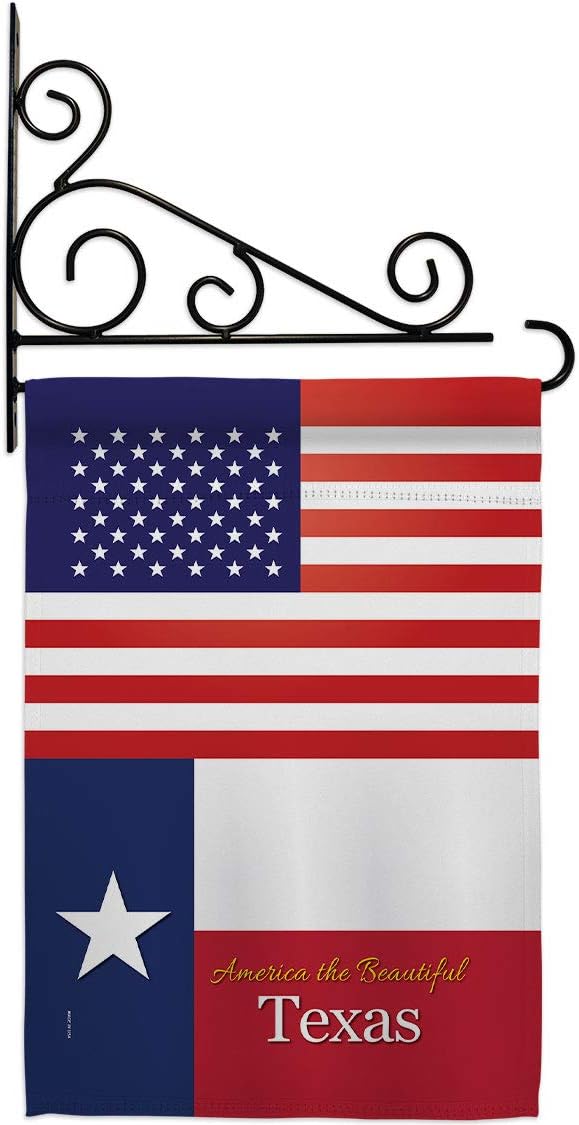 US Texas Garden Flag Set Wall Holder Americana States USA American Territories Republic Country Particular Area Small Decorative Gift Yard House Banner Made In 13 X 18.5