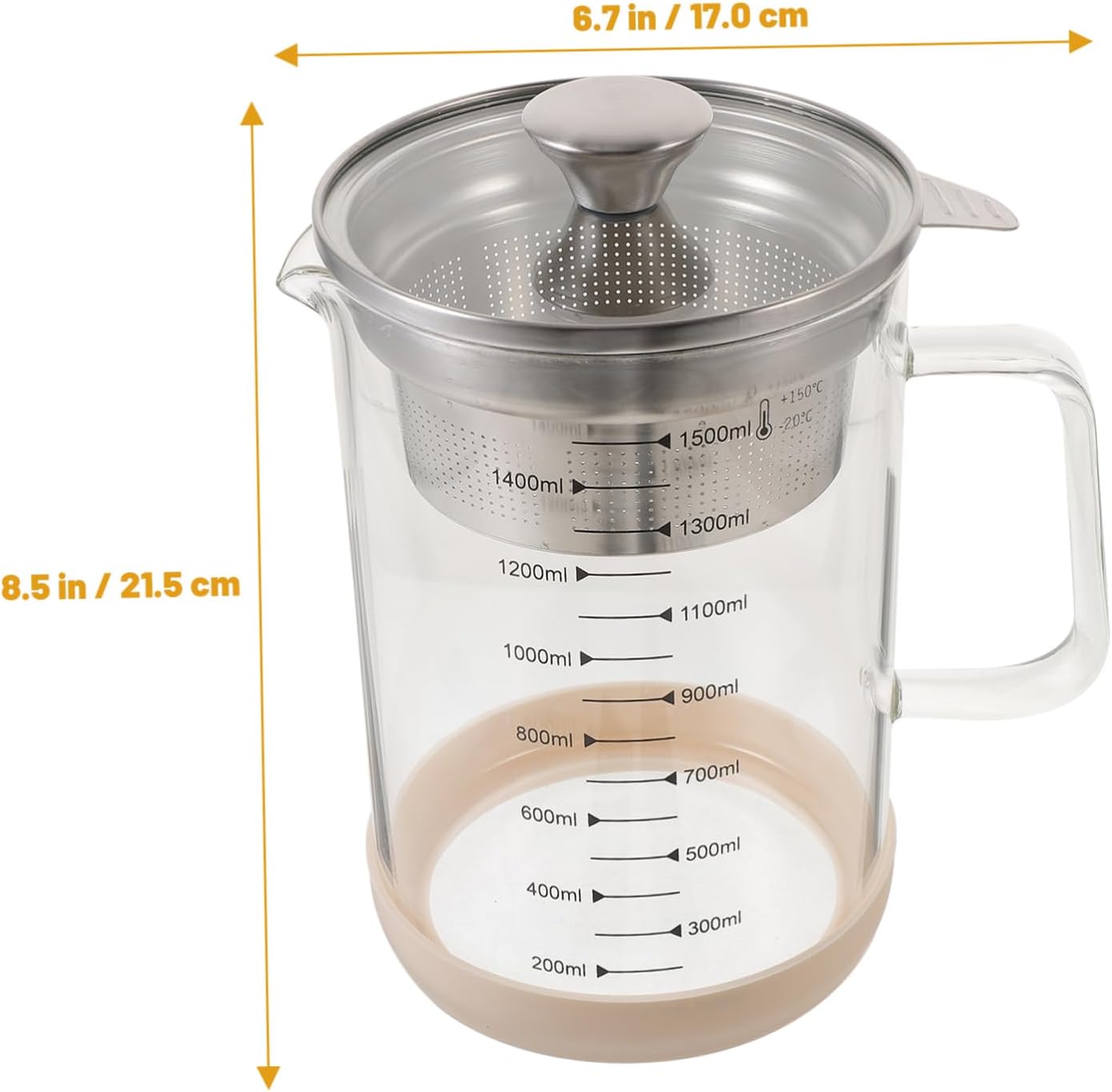 VALICLUD High Borosilicate Glass Soybean Milk Filter Jug Ergonomic Handle Fine Mesh Strainer for Juicing and Tea and Easy to Clean Kitchen Essential