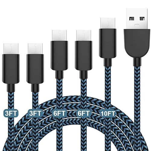 Cable USB tipo C 5 unidades 336610 pies de nailon trenzado USB C Cable de carga rápido compatible con Samsung Galaxy S9 S8 Note 9 Note 8 Plus LG V30