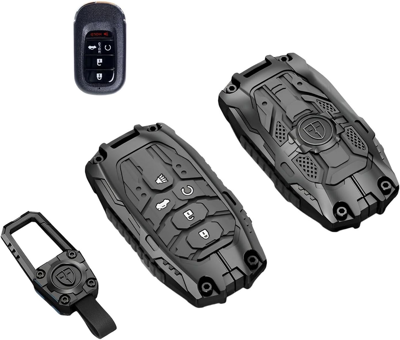 Heavy Zinc Alloy Key fob Case Cover with Keychain Compatible with Honda Accord Civic CR-V CRV Pilot Passport Insight EX EX-L Key Shell Accessories (Model-A)