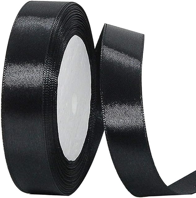 nuoshen 25mm Black Satin Ribbon,Double Faced Craft Ribbon Polyester Ribbon Rolls for Gift Wrapping (24 Yard)