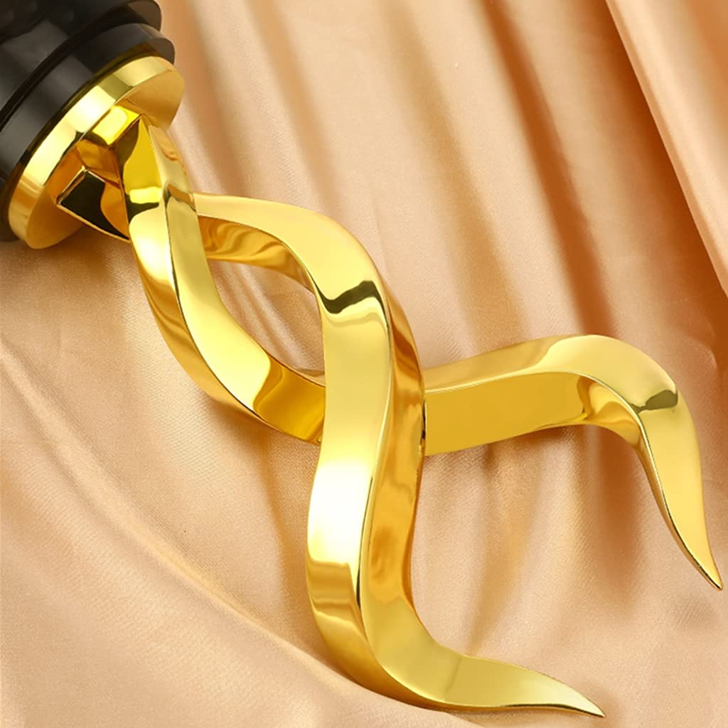 Kreative Zinklegierungsmetall-Trophäe, Hörner, Das Jährliche Treffen Vergibt Den Meisterpokal, Geschenk-Souvenir-Siegerpokal, Kostenlose Beschriftung Letter (Color : Gold, Size : 8x8x30cm)