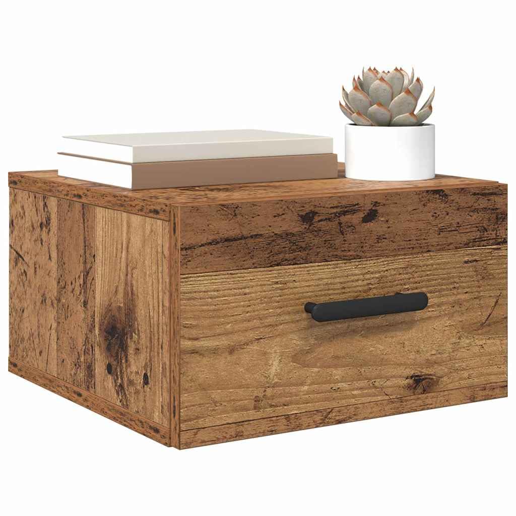 Tomostar Table de Chevet Murale Lot de 2, Table de Nuit Suspendue Chevet de Lit 2 pcs Bois Ancien 35 x 35 x 20 cm