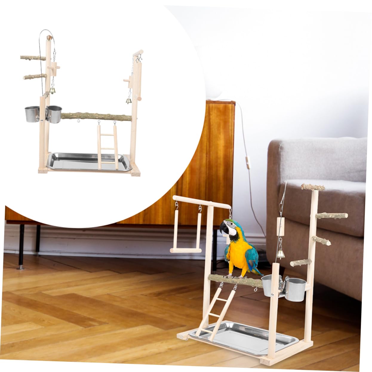 UKCOCO Supporto e Parco Giochi Interattivo Pappagalli per Plastico con Design Multifunzionale Trespolo da Terra Elegante per Pappagalli Domestici come Calopsite e Parrocchetti