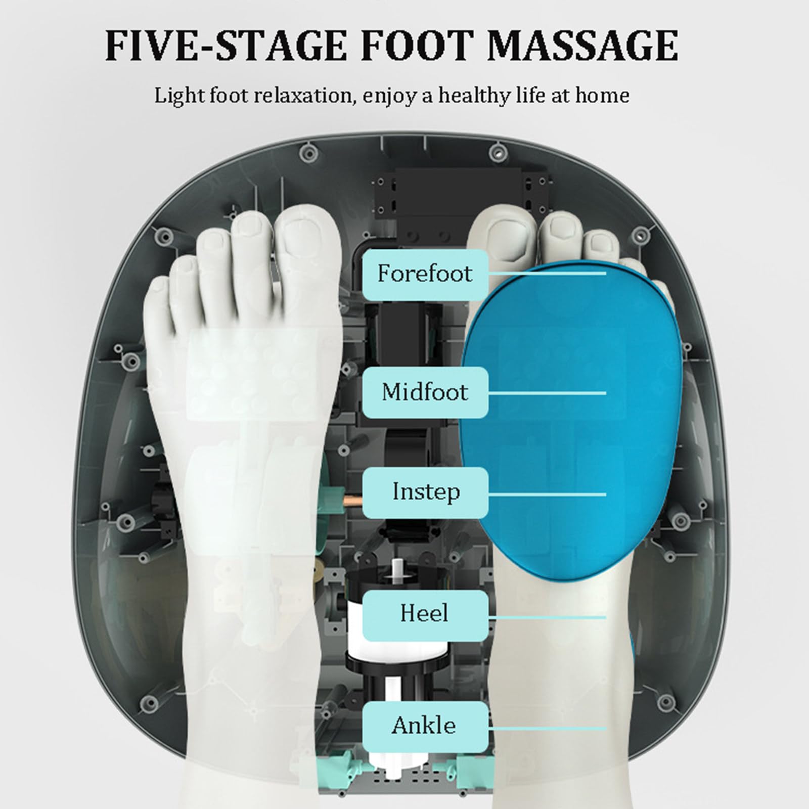 Masseur de pieds et mollets avec chaleur, vibration, shiatsu, pétrissage et pression d'air pour soulager la douleur et la circulation, 6 techniques de massage, 6 niveaux d'intensité