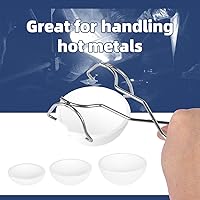 Vista 2 de Juego de 4 tazones de cerámica fundidos pequeños con diseño de crisol de cerámica fundida, oro y plata con pinzas para látigo, mango 2A