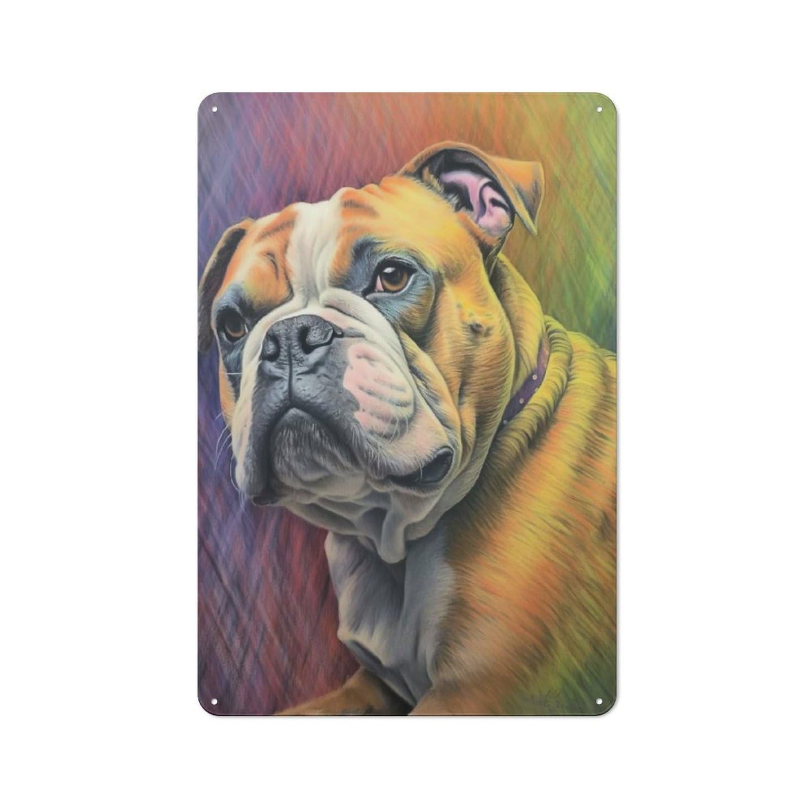 Junmoney Bulldog Sketch Retro-Style Tin Wall Plaque 30X20cm For Café Or Home Bar, New Home Wall Decor For Home Bar Enthusiasts