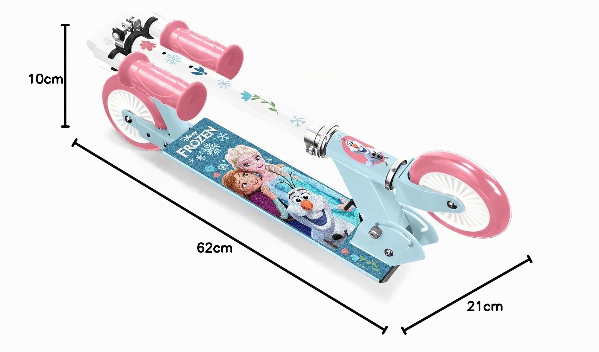 Trottinette Pliable LA Reine des NEIGES 2 roulement a Billes ABEC 5 - Frein arrière au Pied - Hauteur Ajustable - Plateau Aluminium antidérapant -poignées Mousse, Blue
