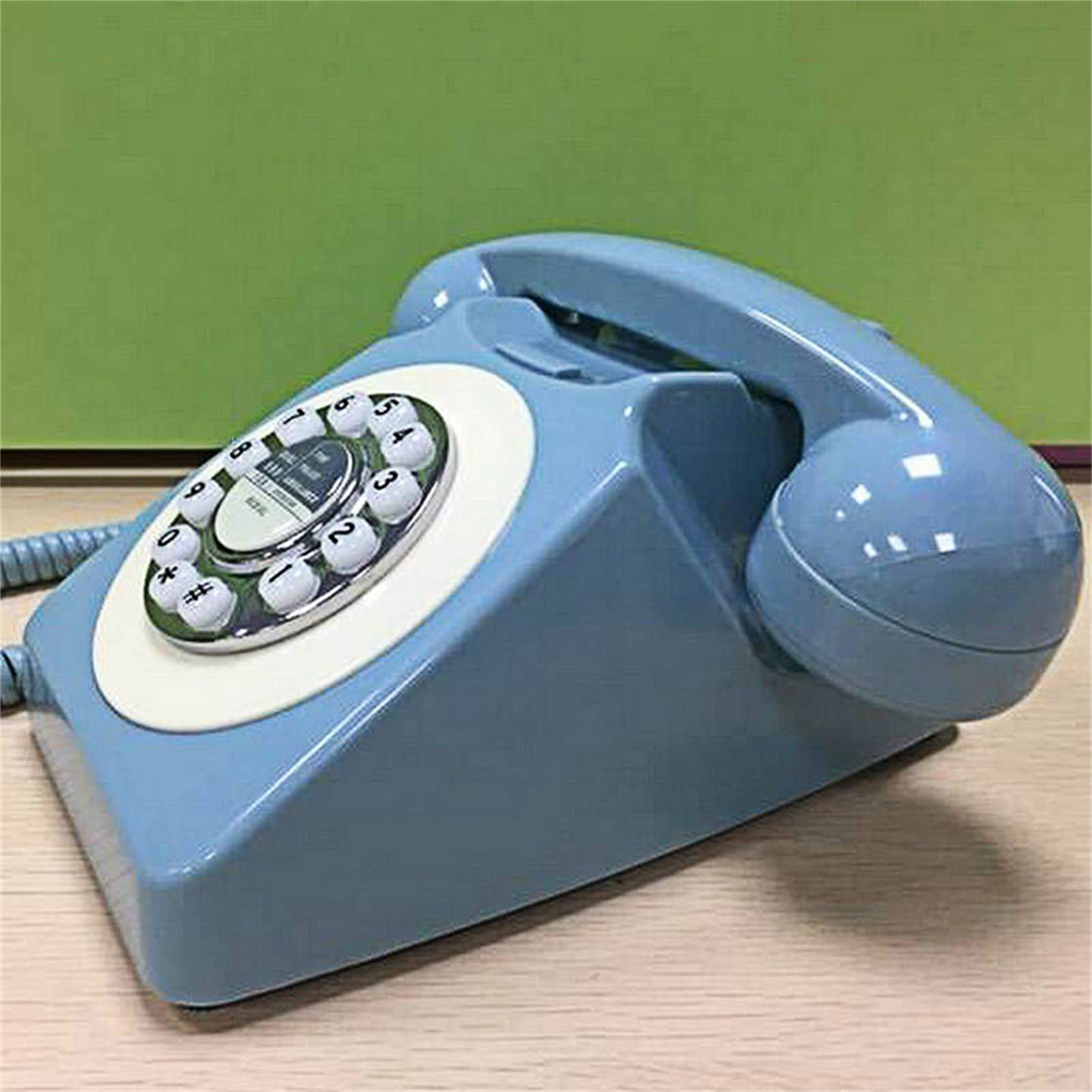 Teléfono Retro Teléfono Fijo Retro con Cable, Auricular De Cable En Espiral con Marcación por Botón, Teléfono Clásico De Moda Antigua para El Hogar Y La Oficina, Regalo De Teléfono Residencial con C