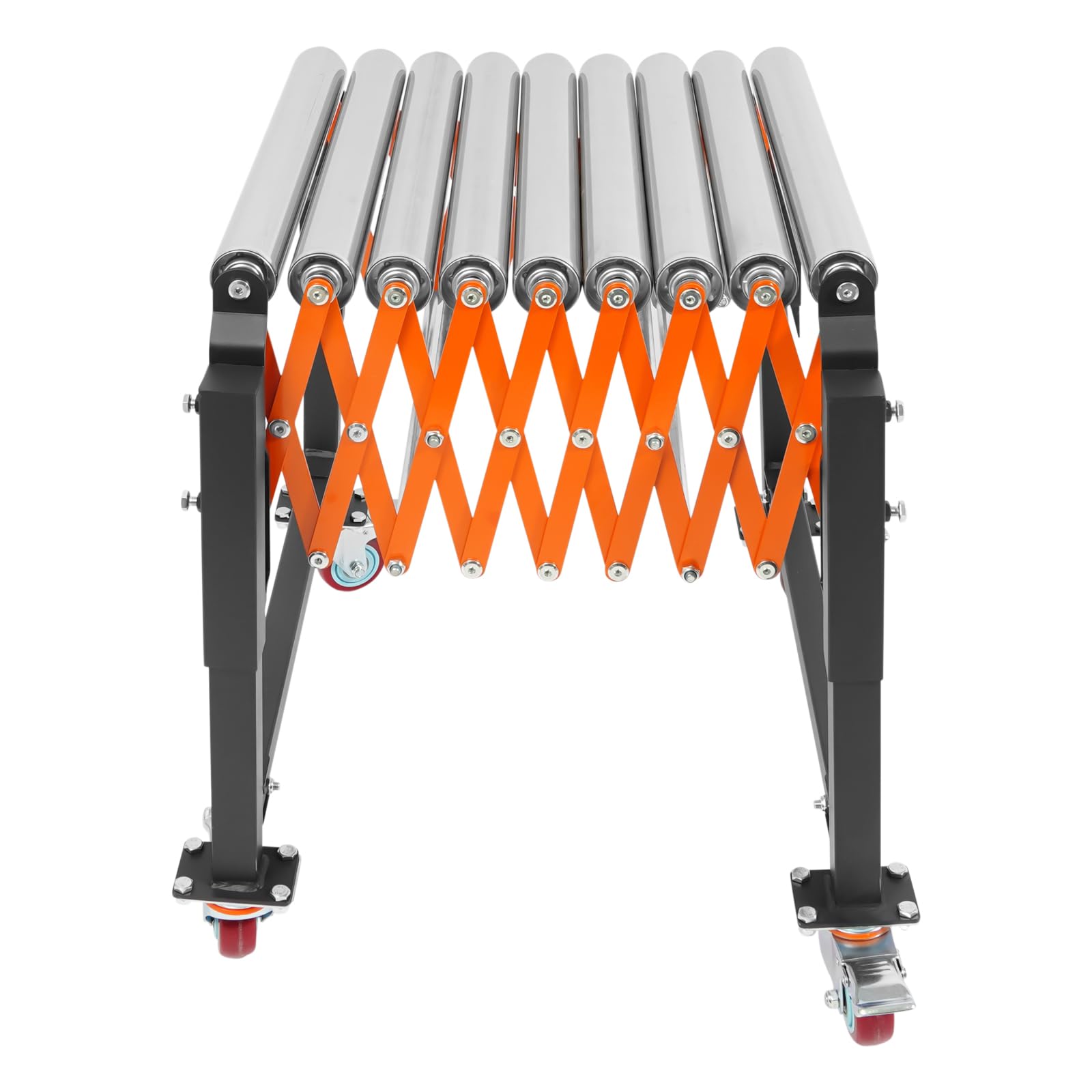 51In Adjustable Roller Conveyor,Folding Telescopic Flexible Roller Conveyo with Wheels 176Lbs Load Capacity,Roller Conveyor Table for Transporting Oak, Timber, Plywood