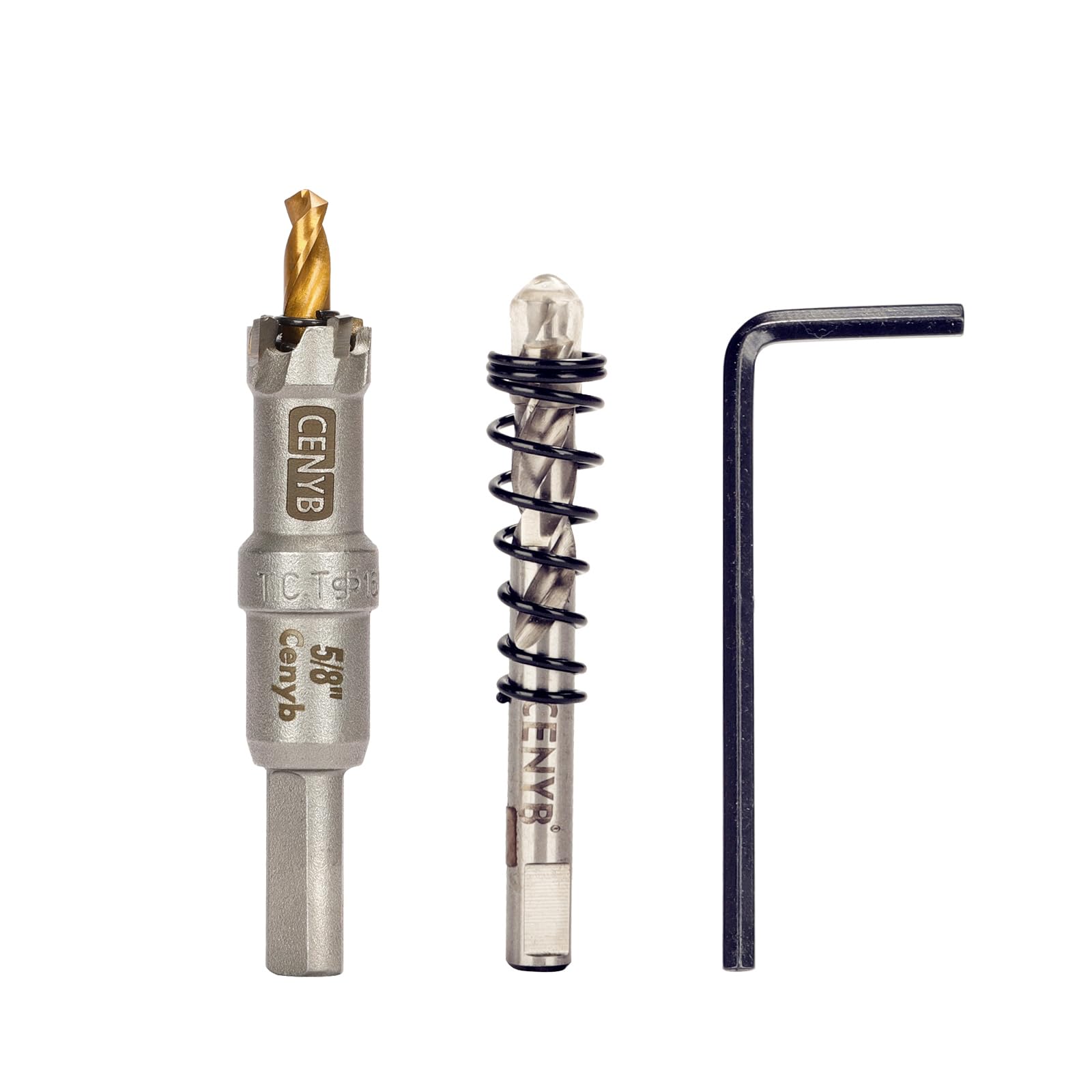 2-1/8" (54mm) Tungsten Carbide Tipped Hole Saw with 2Pcs Titanium-Plated Pilot Drill Bits for Metal, Steel, Iron, Wood, Plastic — view 34