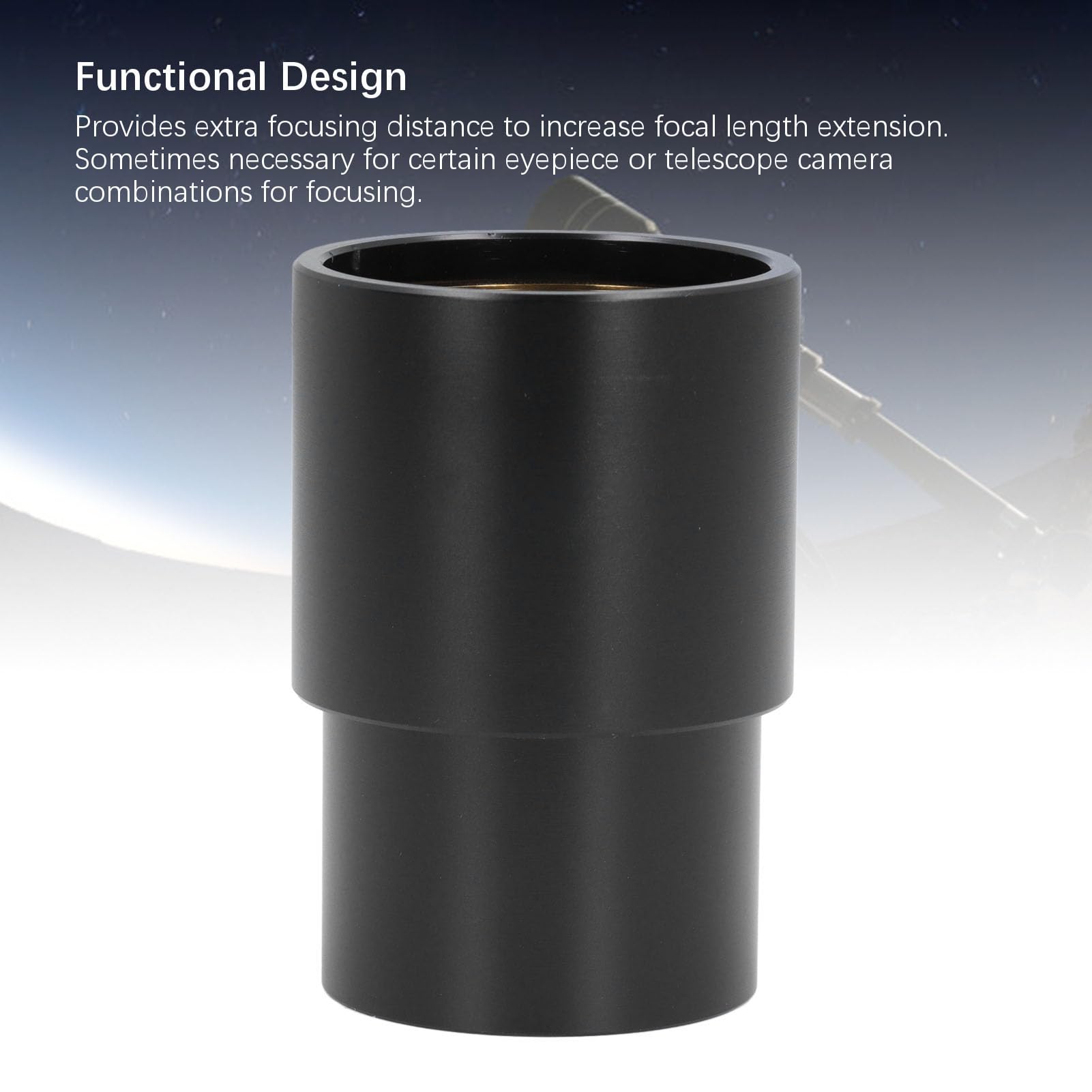 2-Inch Telescope Eyepiece Extension Tube Adapter, Black Eyepiece Extender Adapter with M48x0.75mm Threads for Astronomy Telescope Accessories (50mm)