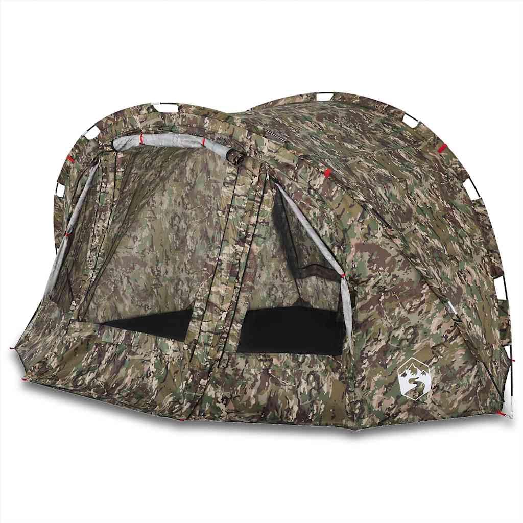 Tente de Pêche pour 4 Personnes en Polyester 190T Vert Olive, Abri de Camping avec 2 Portes et 2 Fenêtres, Dimensions 298 x 236 x 152 cm, Montage Facile avec Sac de Transport