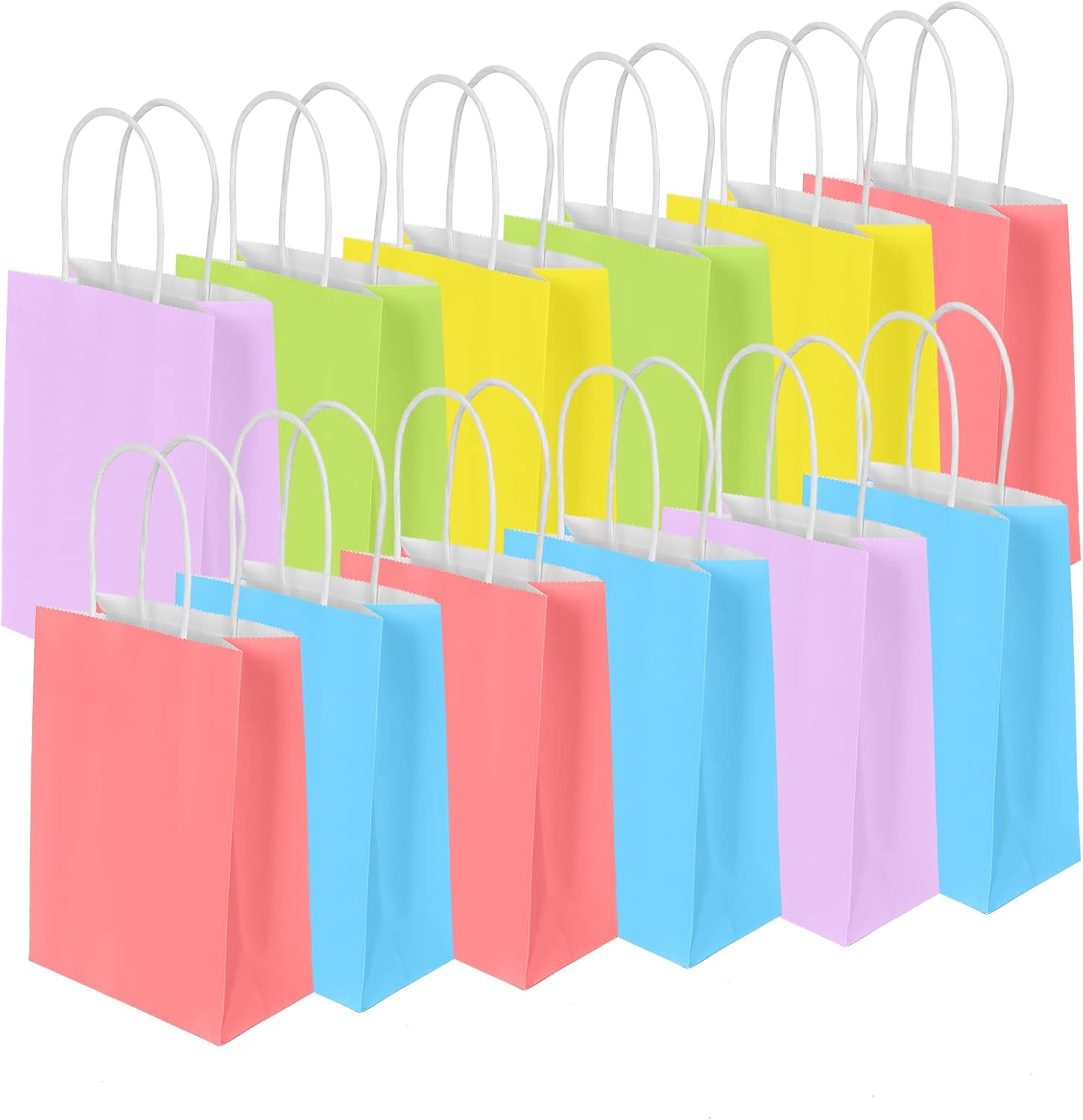 12 PCS Paper Party Bags, Gift and Sweet Bags with Handles, Coloured