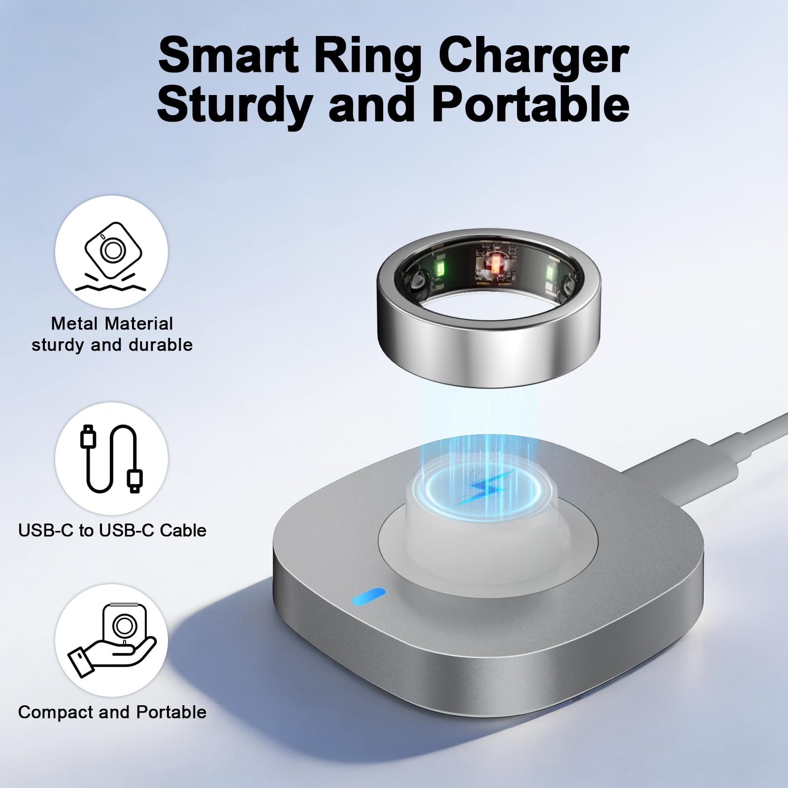 Charger Compatible with Aura-Ring Gen 3-Size 8,Fast Safe Charging Dock with USB-C Cable for Smart Ring - 5