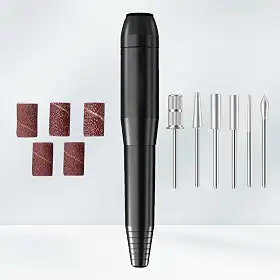 Broca elétrica de unhas, máquina portátil USB para iniciantes, kit de manicure e pedicure com 6 pontas e 26 faixas de lixamento para polimento de unhas de gel acrílico em casa, faça você mesmo, preto