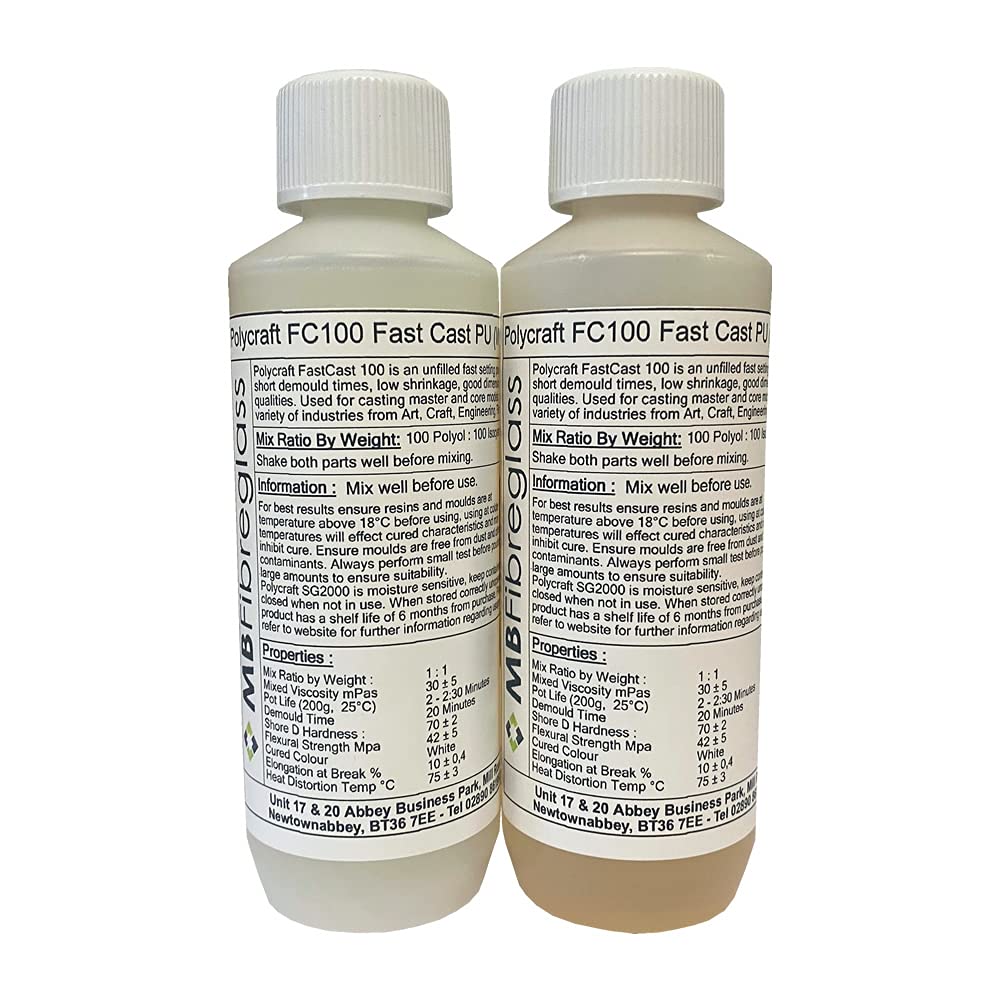 Polycraft FC100 (White) Fast Cast Paintable Polyurethane Liquid Plastic Casting Resin System - 500g Kit