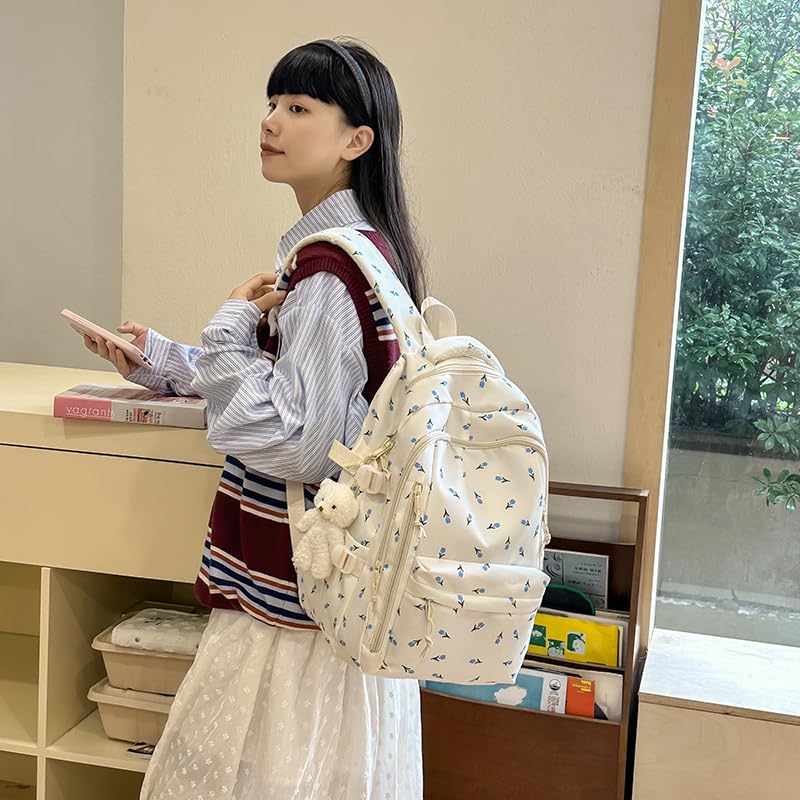 Coquette Flower Backpack, Cute Aesthetic Backpack Kawaii Daypack, Casual Travel Daypack4