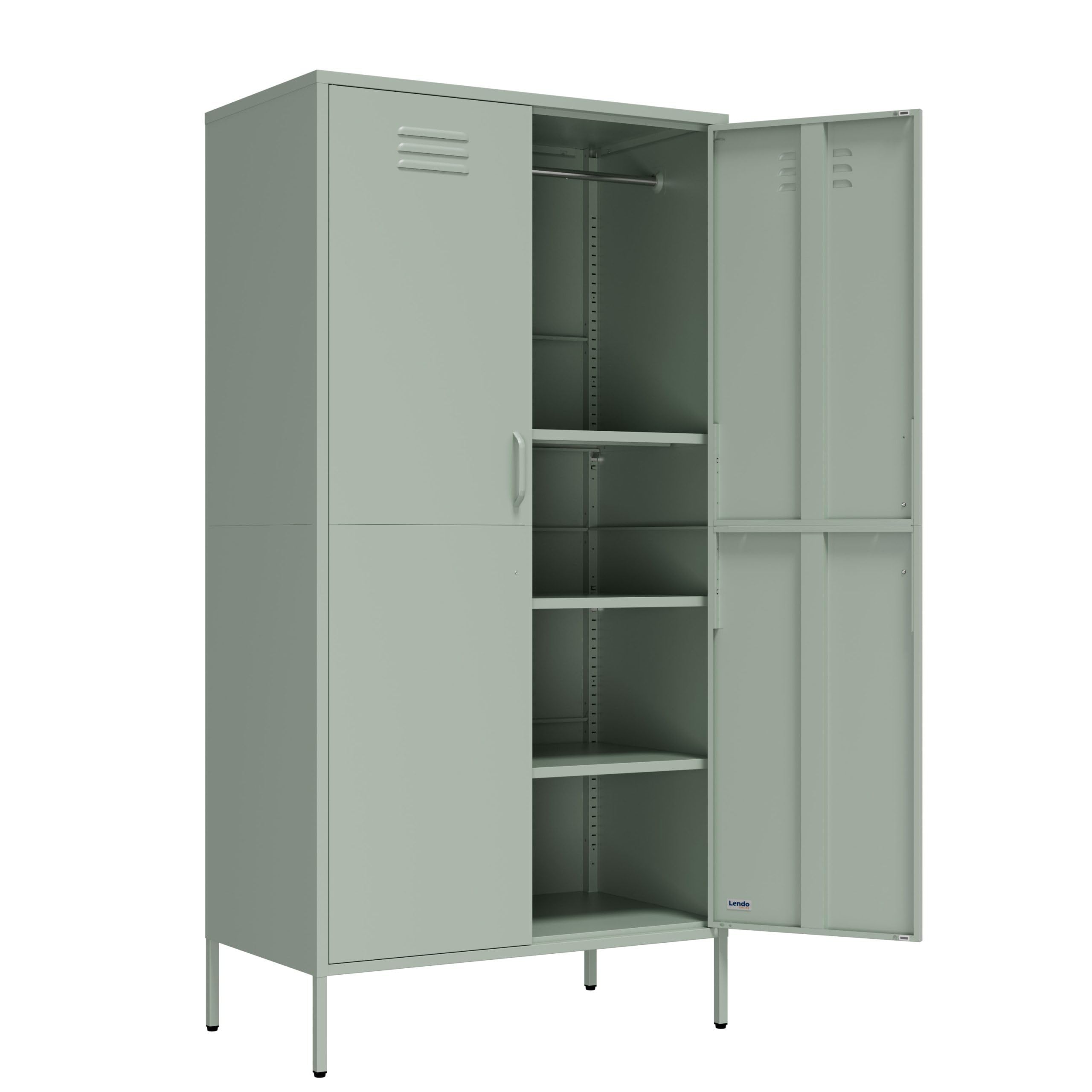 Armadio in Metallo – Guardaroba in Acciaio con Ripiani Regolabili – Armadio Industriale Multiuso – 35x50x180 cm / 90x50x180 cm (Verde, 90x50x180cm)