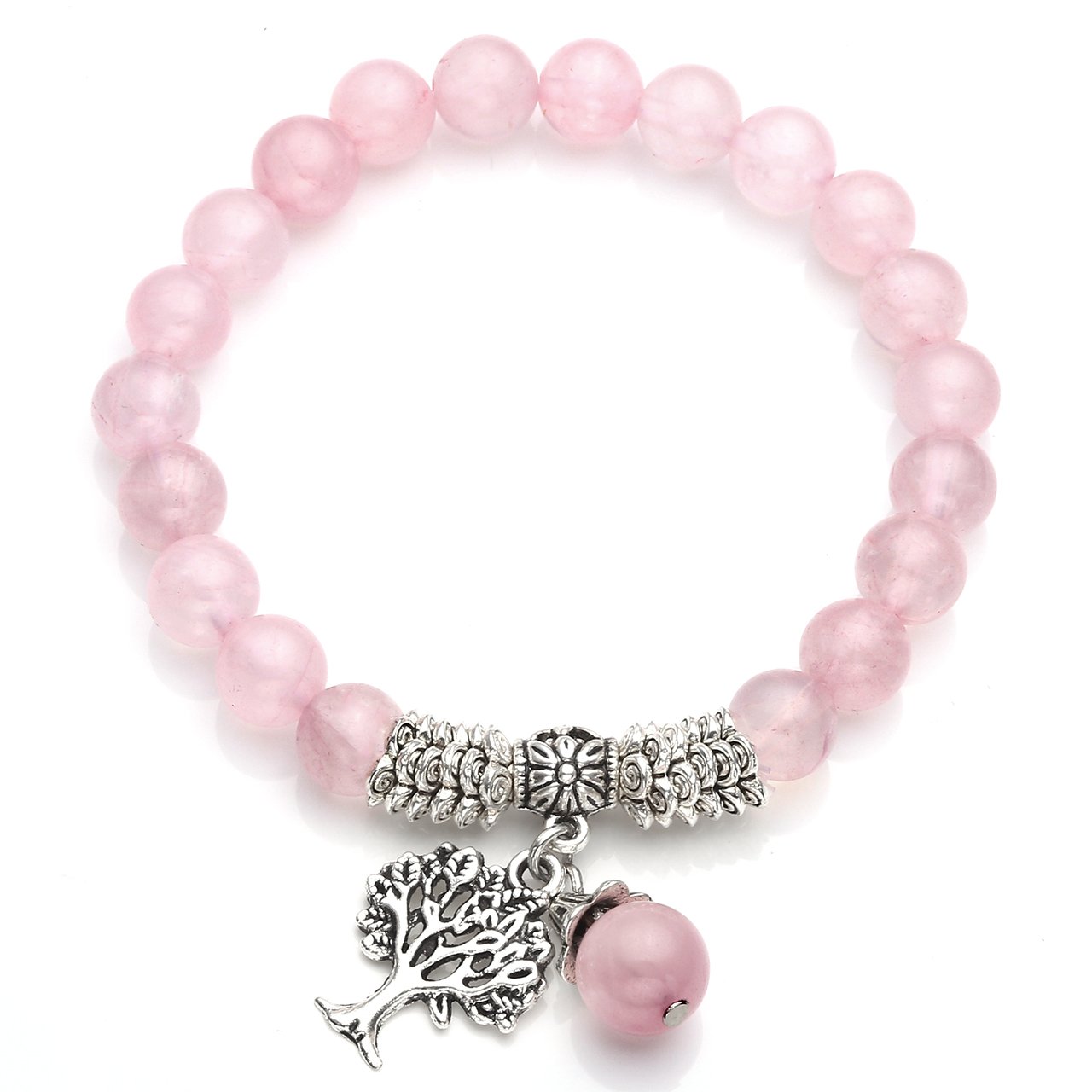 JSDDETree of Life Stretch Bracelet Reiki Healing Crystal Gemstone Beads Bracelet, Birthstone Lucky Stone Jewelry(6.2")