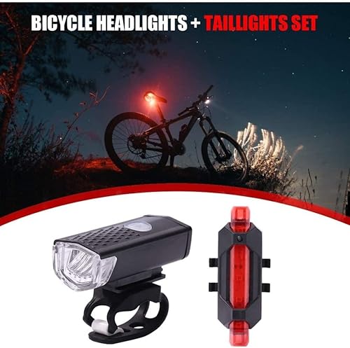 Miniatura 2 de Bike Light Set USB Rechargeable Waterproof LED Bike Headlight Safety Tail Light 2PCS Headlights