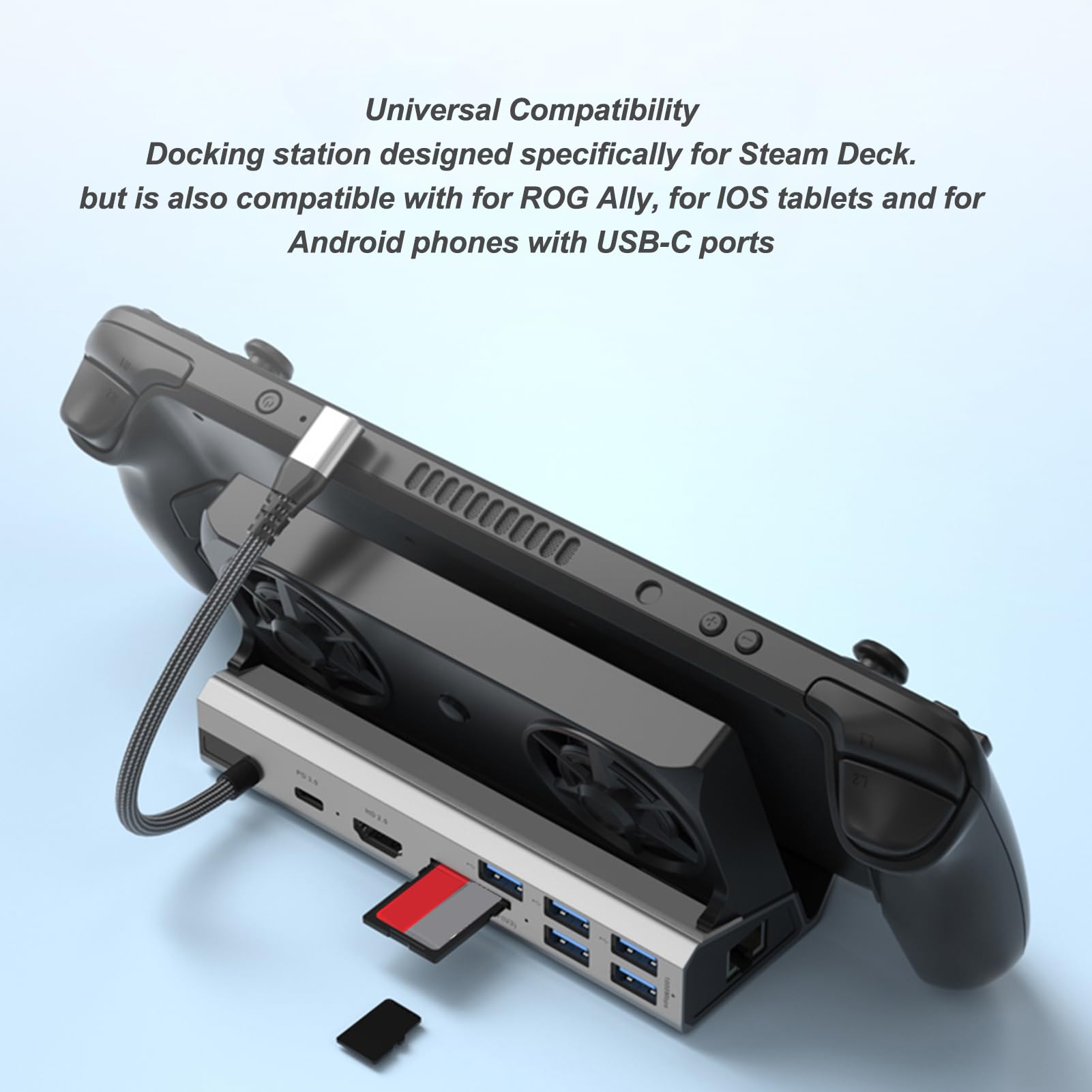 10 en 1 estación de Acoplamiento de Consola de Juegos con 4k 60Hz, 100W PD, USB3.0/2.0, Gigabit RJ45 para Steam Deck, Rog Ally More