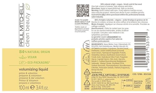 Miniatura 7 de Paul Mitchell Clean Beauty - Líquido voluminizador, para todo tipo de cabello, especialmente para cabello fino, 3.4 onzas líquidas