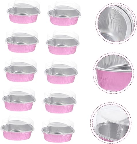 Miniatura 5 de LIFKOME 40 Pcs Heart-shaped Aluminum Foil Box Baking Bowl Cake Pan with Lid Heart Baking Cup Pan Heart Cupcake Cup Molde Para Flan Cupcake Liner