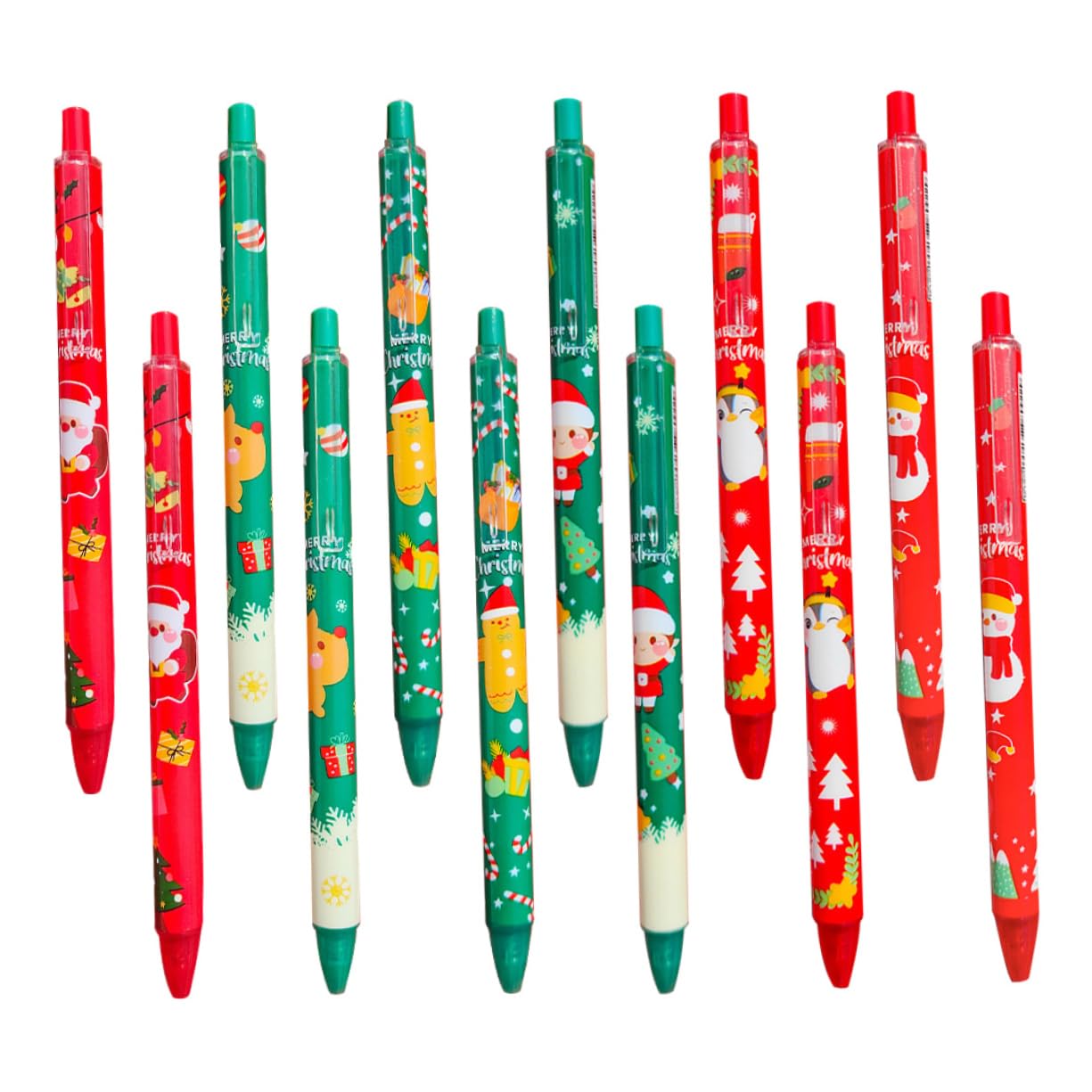Lot de 12 Stylos à Bille de Noël à Encre Gel Noire 0,5 Mm, Plastique, Écriture Fluide et Facile, Papeterie Adorable pour Étudiants et Fêtes de Noël Plusieurs styles