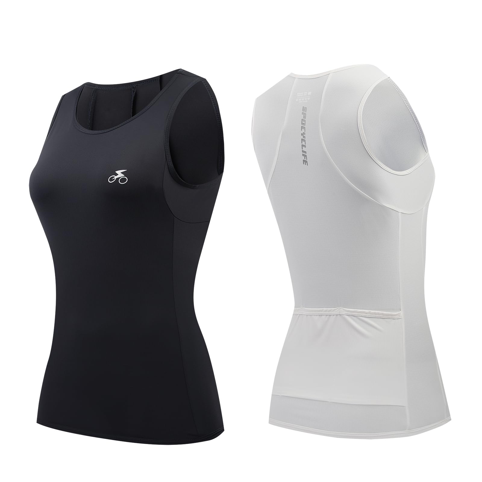 spocyclife Radtrikot Damen Ärmellos/Kurzarm, Fahrradtrikot Atmungsaktiv Damen Rennrad Trikot Fahrrad Shirt Sport Shirts mit 3 Taschen Für Damen
