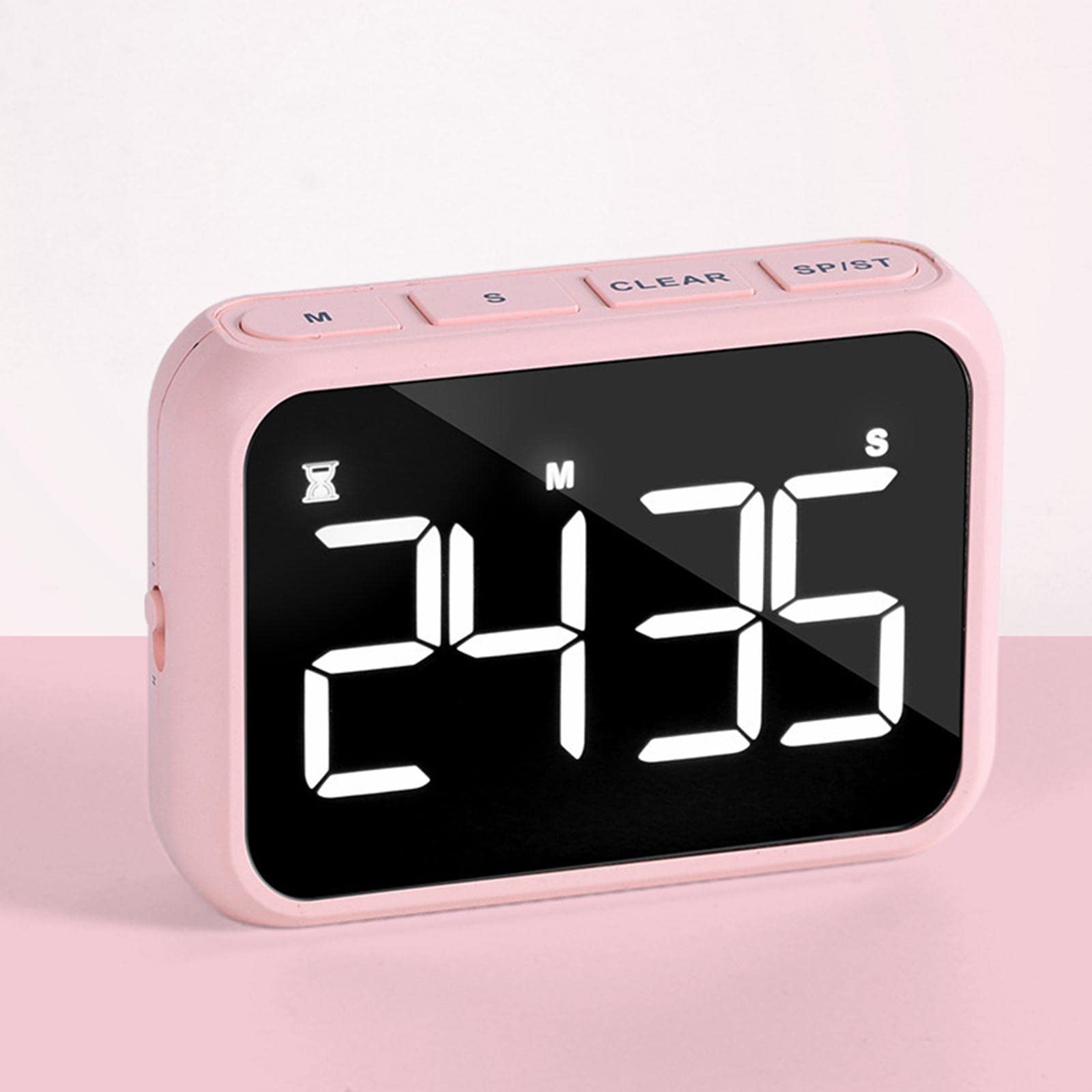 Temporizador Digital con Pantalla LED, Temporizador de Cocina, Cronómetro, Temporizador Magnético con Función de, Adecuado para, Rosado, Individual