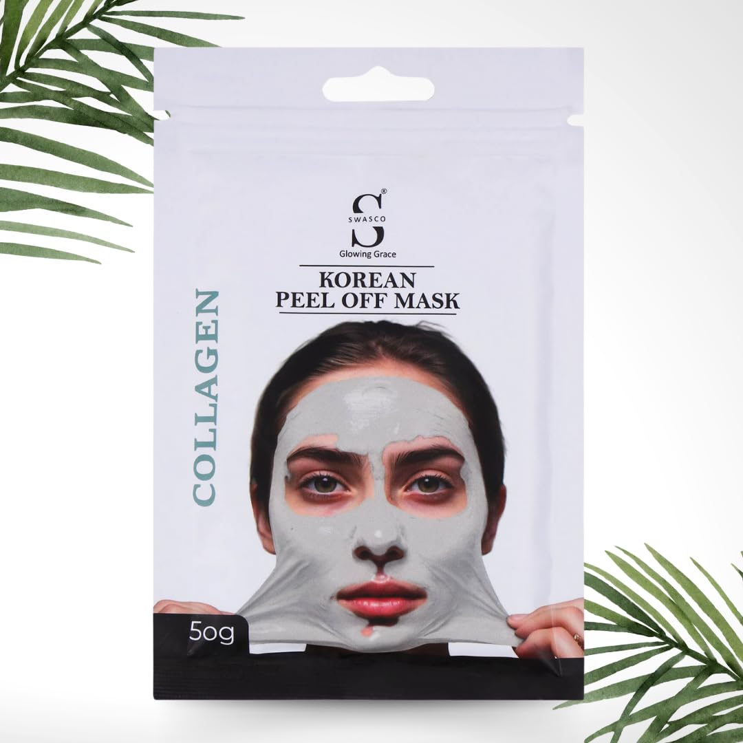 Swasco Korean Peel-Off Mask 50gm – Achieve Korean Glass Skin, Deep Cleansing & Glowing Radiance Instantly (Collagen)