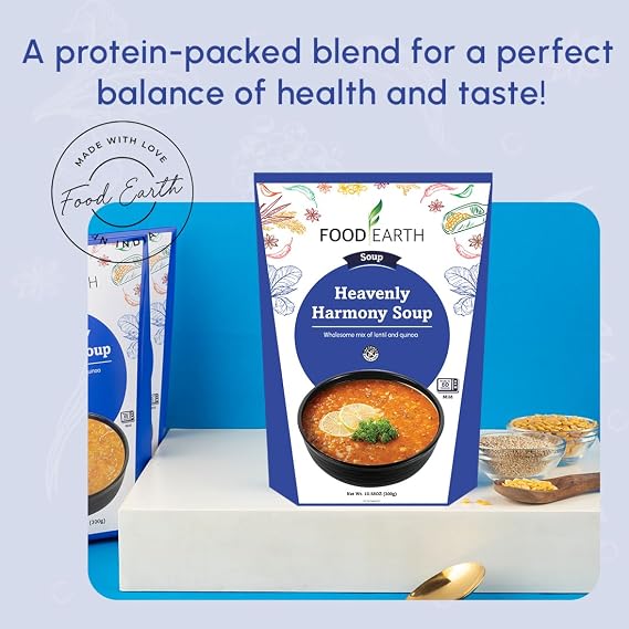 Food Earth Soup | Wholesome, Vegan, Gluten-Free | 10.58oz (300g) Each, Pack of 6 | Just Heat & Eat (Lentil & Quinoa Soup)