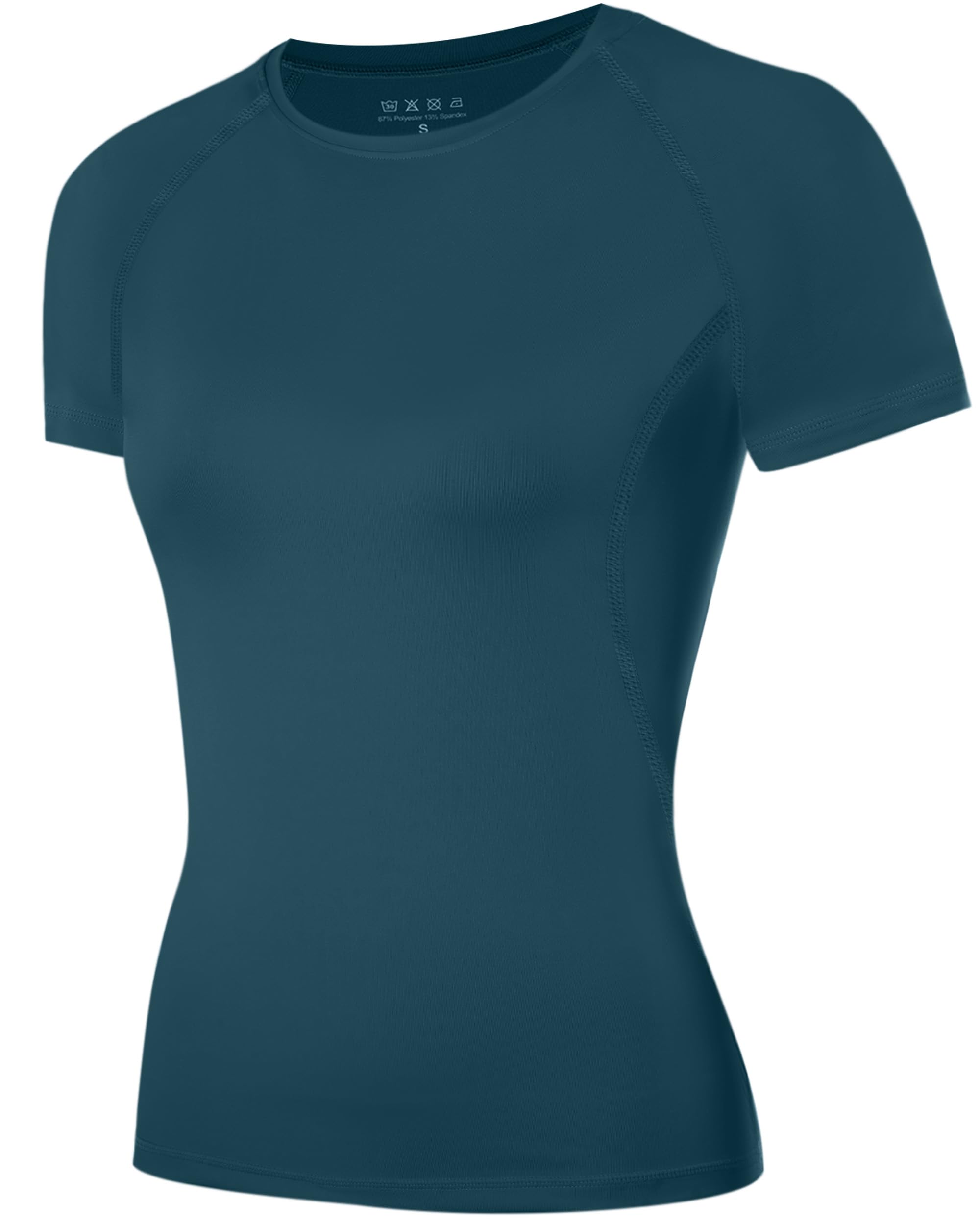 ZovioBox WISMBOX Sportshirt Damen Kurzarm, enges Kompressionsshirt, atmungsaktives und schnelltrocknendes Funktionsshirt für Fitness, Yoga, Gym