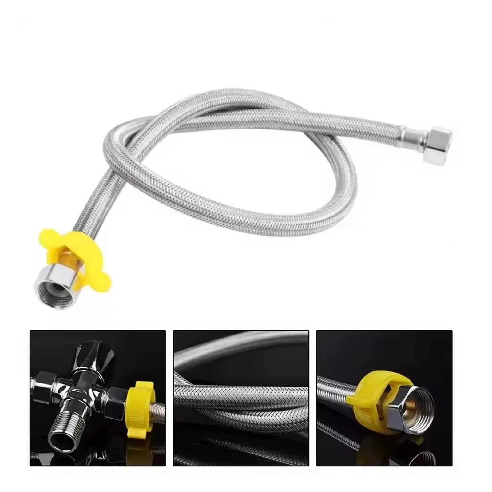 Tuyau flexible tressé anti-explosion pour robinet de cuisine et de salle de bain, G1/2", 20/40/60/100/150/200 cm (B, 20 cm) - Ligne d'alimentation en eau