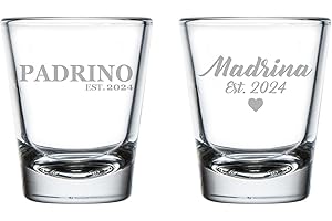 MIP Set of 2 Shot Glasses 1.75oz Shot Glass Gift Madrina Est...