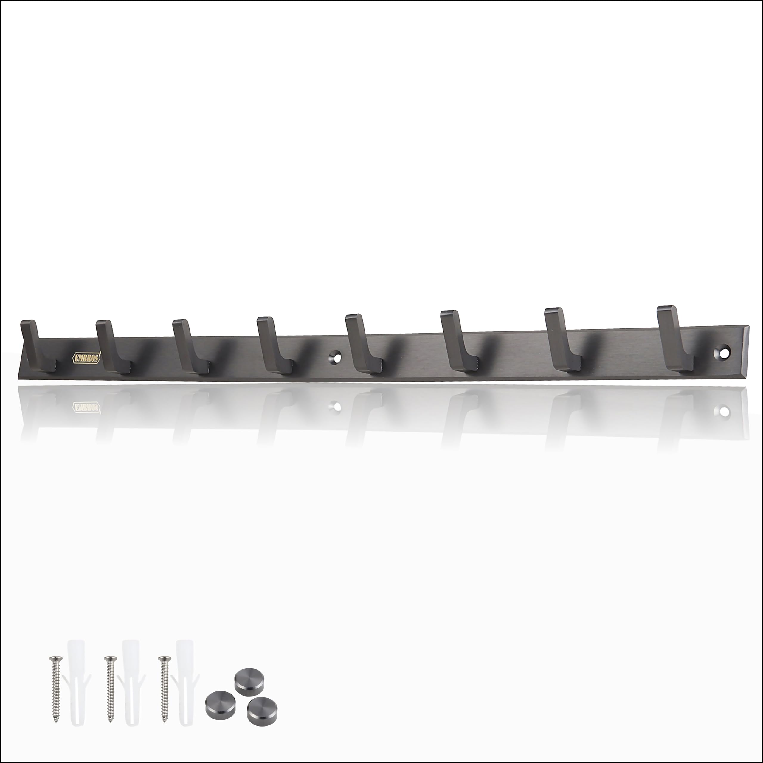 High-Capacity 8-Pin Wall Hook - Robust Multi-Hook Rack for Coats, Hats, Towels, Bags, Clothes - Space-Saving Wall Mounted Organizer with 8 Metal Hooks - Ideal for Home, Kitchen, Bathroom Storage