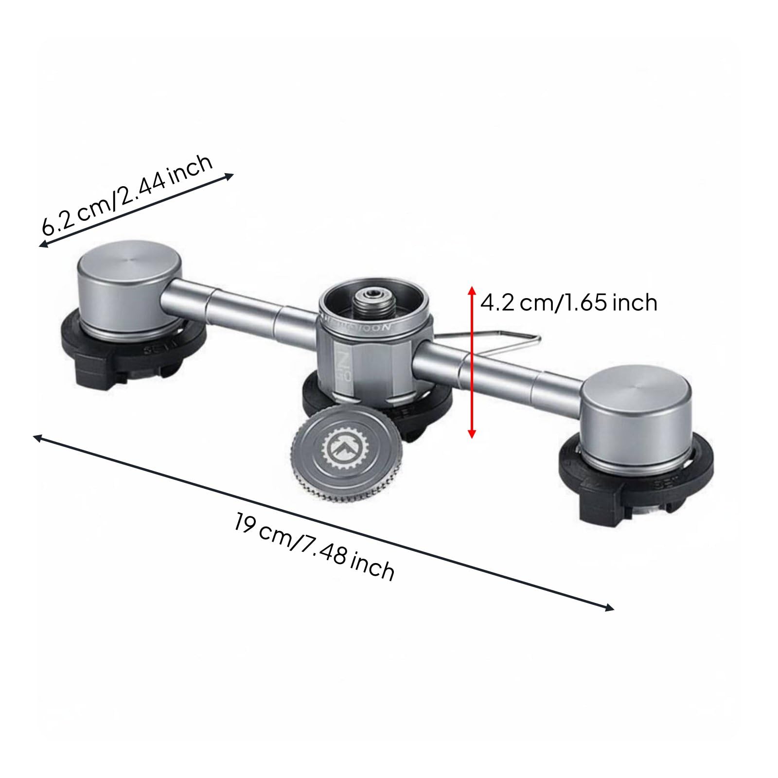Outdoor Brennstoffbehälter Camping Kocher Verteiler Mehrfachanschluss Adapterkopf Gaszufuhr Konverter Aluminiumlegierung Stahl Stabil Sicher für Bergwandern Picknick Outdoor Mahlzeiten