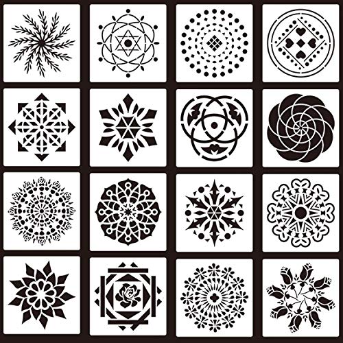 Fartime 32Pcs (8x8Inch) Mandala Reusable Templates Stencils for DIY Decor Painting Art Projects on Rocks, Wood,Airbrush and Walls Art.