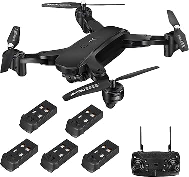 Drone with Camera for Adults 4K HD Dual Cameras GPS Smart Return RC Quadcopter Auto Return Follow Me Waypoint Fly Fixed Point Surround Carrying Case Black 5 BATTERIES