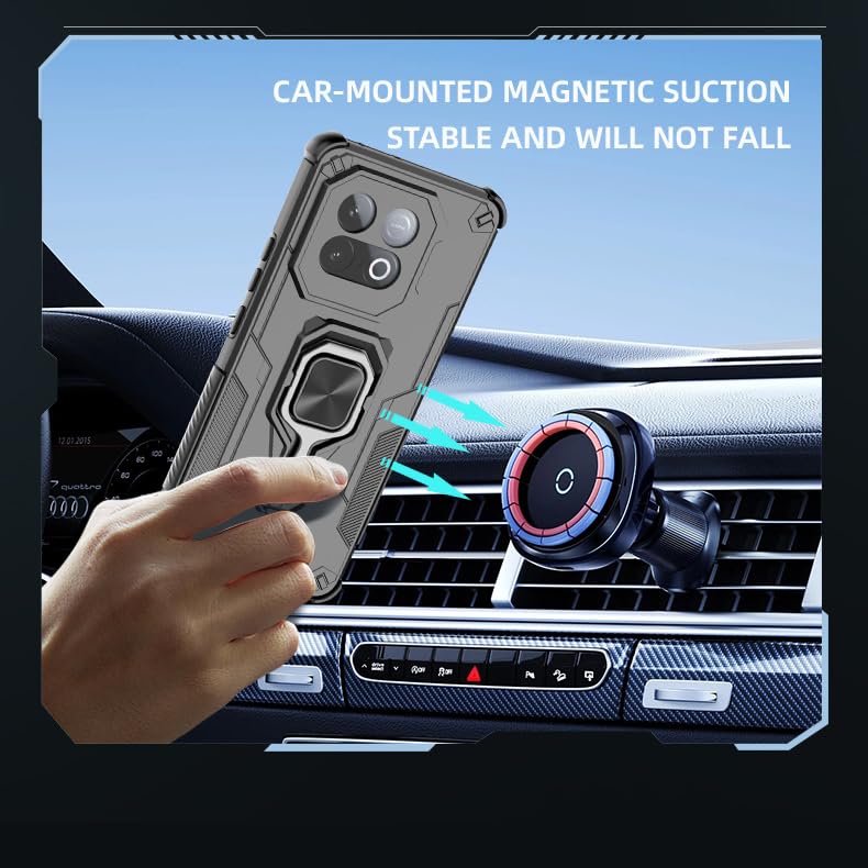 Image of Lustree Shockproof Back Cover with 360 Metal Ring-Holder - Compatible with iQOO 15 (Black)