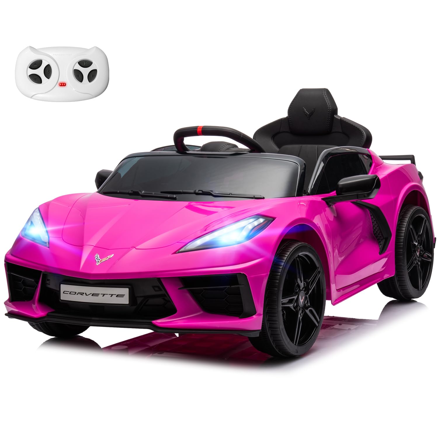 12V Kids Electric Ride on Car Remote Control Bluetooth Music MP3 Player Electric Car 4 Shock Absorbers 2 Speeds Battery Powered Roadster Gift for Boys and Girls-Pink
