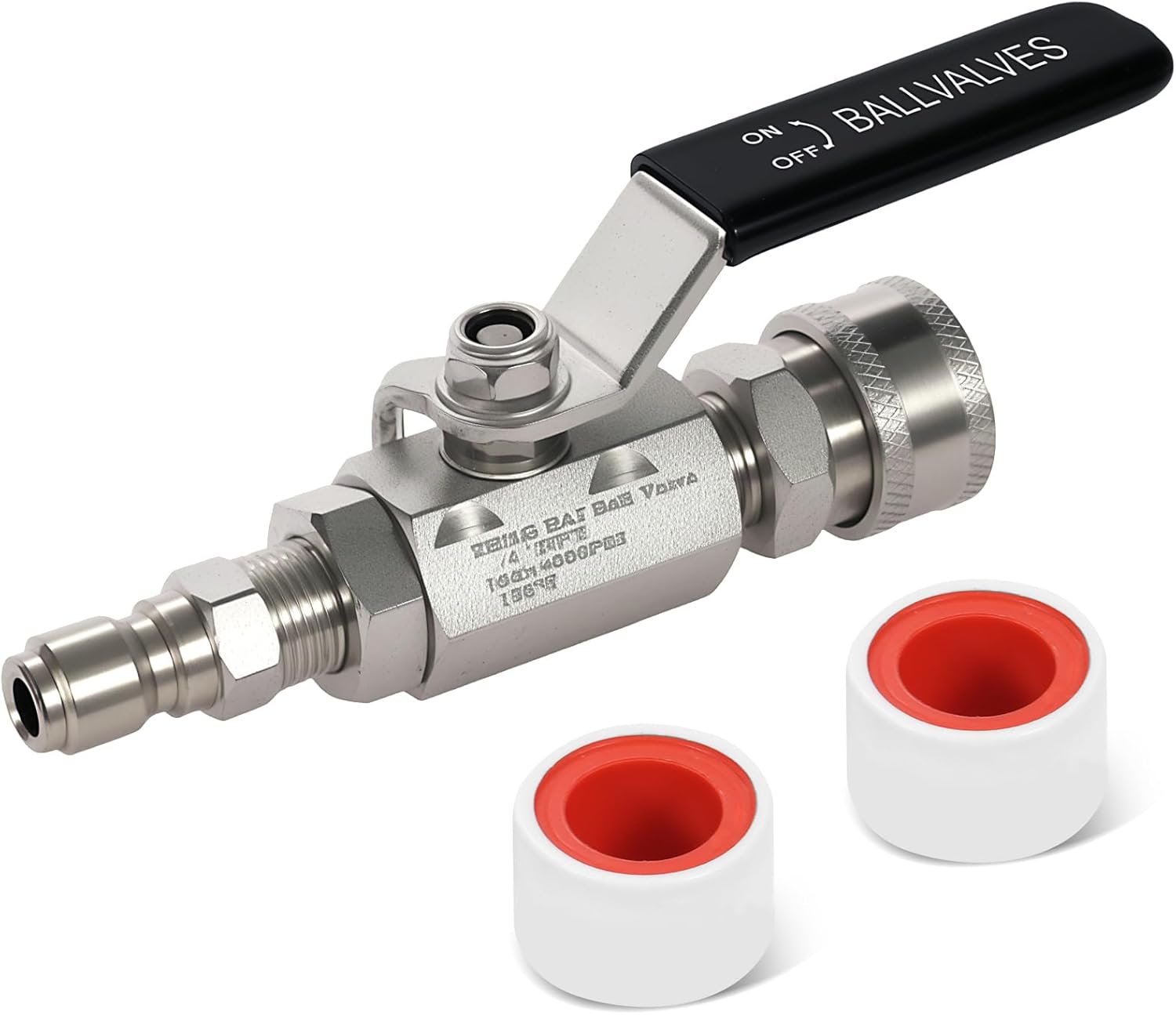 FENG PAI Pressure Washer Ball Valve - Stainless Steel Ball Valve, 3/8" Quick Connect Fittings, Shut Off Valve for High Pressure Washer Hose, 5000 PSI